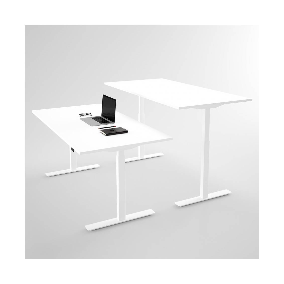 Hæve sænkebord - Pro3, Størrelse 200x80 cm, Bordplade Hvid, Stativ Hvid.