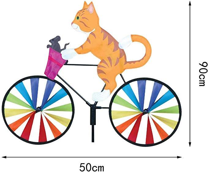 Puppy Animal On Bike Diy Windmill Animal Bicycle Wind Spinner Whirligig Garden Lawn Decorative Gadgets Kids Outdoor Toys - Yellow