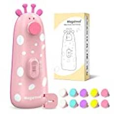 Megainvo Elektrisk Nagelfil Baby Elektrisk Nagelklippare Baby Set Tyst Design Nagelfil Baby Elektrisk Kit Nagelfiler Elektriska Baby med Lampa för Barn Nyfödd Bebis Nyblivna Föräldrar Rosa