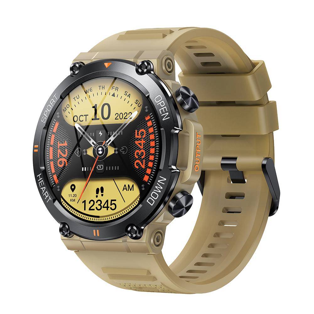 MEVADEN Ny 1,39 tums Bluetooth Call Smart Watch för män Sport Fitness Tracker Heart Monitor Smartwatch för Android IOS 400mAh khaki