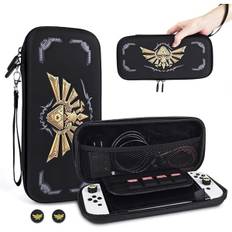 Etui kompatibel med Nintendo Switch, tilbehør til Switch OLED&Switch, bærbar rejsetaske med opbevaring til spilkassetter og tommelfingergrebshætter-Zelda