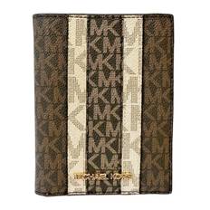 Michael Kors JetSet Travel PassportCase Wallet MKSignature BrownGold