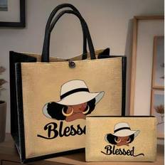 Lightweight Tote & Matching Makeup Bag - Water-Resistant, Easy-Clean Fabric With Multiple Pockets For Shopping, Travel, Beach,Teacher'S Thank You Gift - Multicolor - Big Bag + Small Bag,Large Bag (excluding Small Bag),Small Bag (excluding Large Bag)