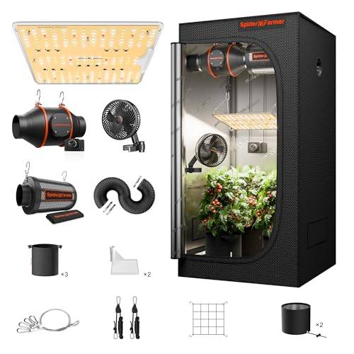 Spider Farmer 60x60x140cm SF1000D Growzelt Komplett Set mit Drehzahlregler