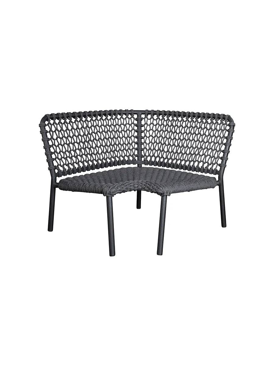 Ocean Hjørnemodul, soft rope fra Cane-line Dark grey / Ingen hynde - Jacobsen Plus