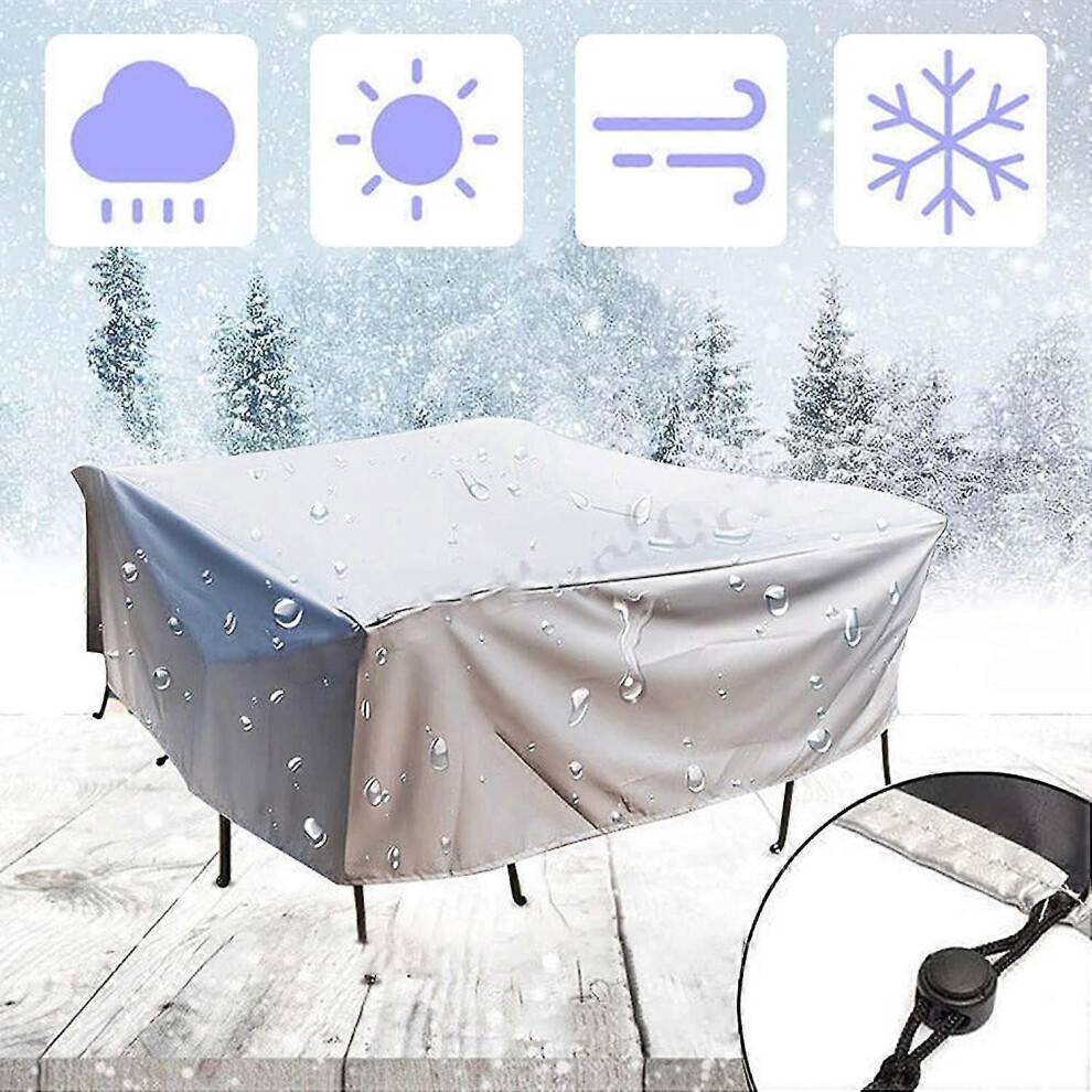 Garden Furniture Cover, 210D Rectangular Waterproof Furniture Cover with Drawstring for Garden Furniture Patio Table Furniture Cover Silver,115*115*70