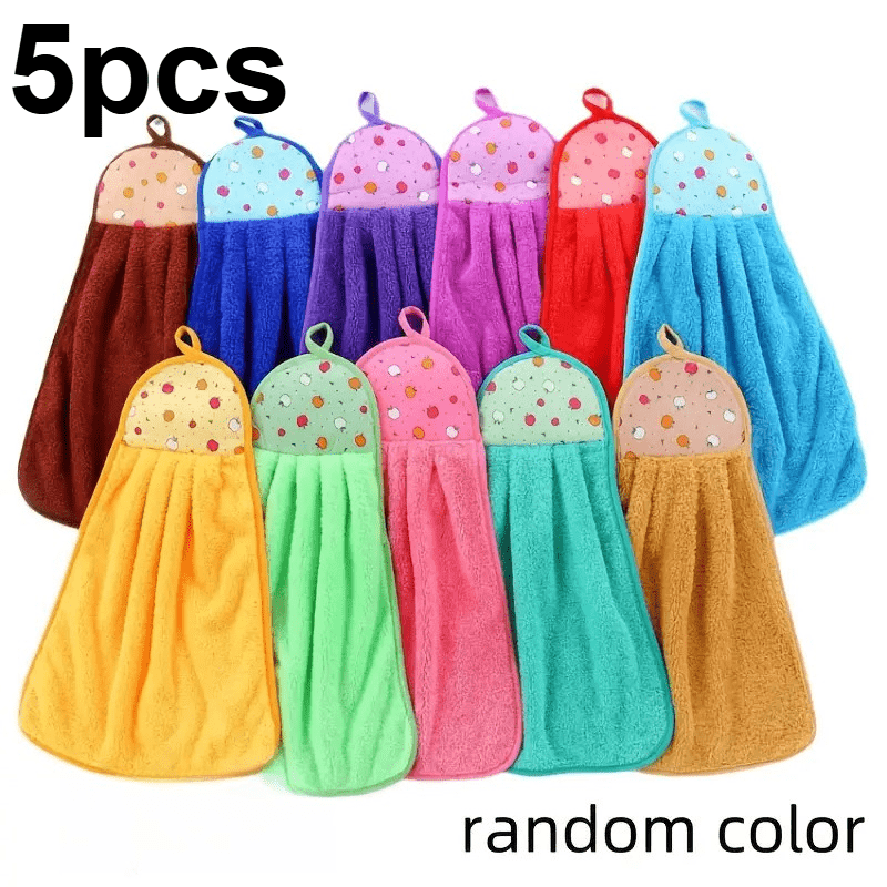 5pcs Kitchen Towel Set, Modern Striped Design, 100% Non- Fabric Material, Weight, Fade-resistant, Extremely Soft And Absorbent, Cartoon Theme, Random Colors