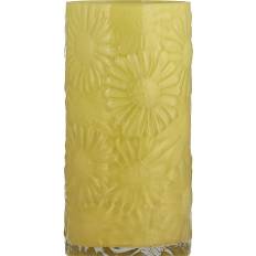 Glasvase m. blomster H: 20 cm - gul
