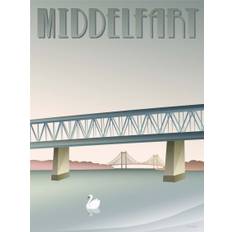 Tilbud: Spar 40% - Middelfart Gamle Bro - Plakat 30x40 cm fra ViSSEVASSE
