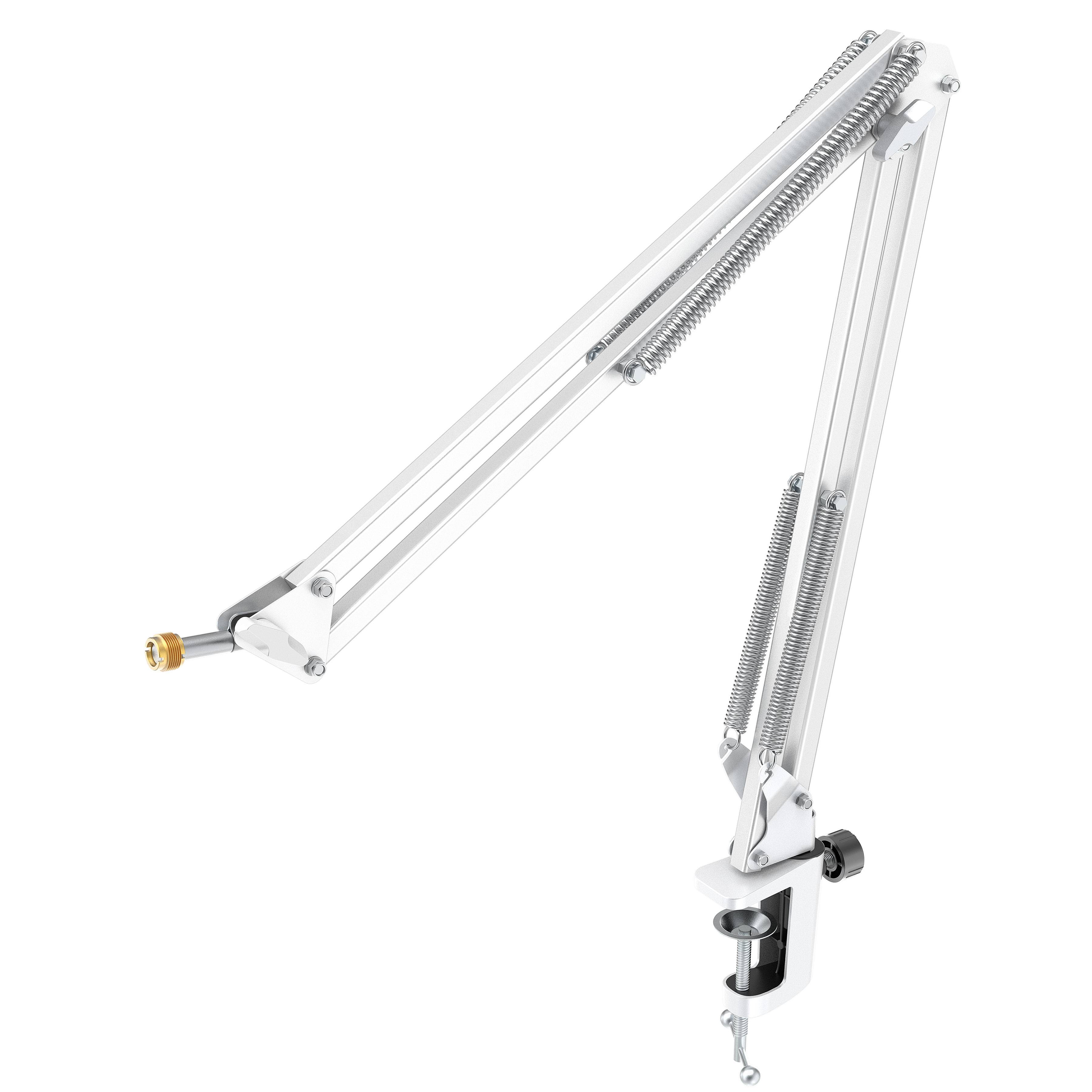 AmpliGame by FIFINE Metal Microphone Stand – Sturdy,Universal Mount Compatible for Studio, Streaming & Podcast Setup-CS1W White