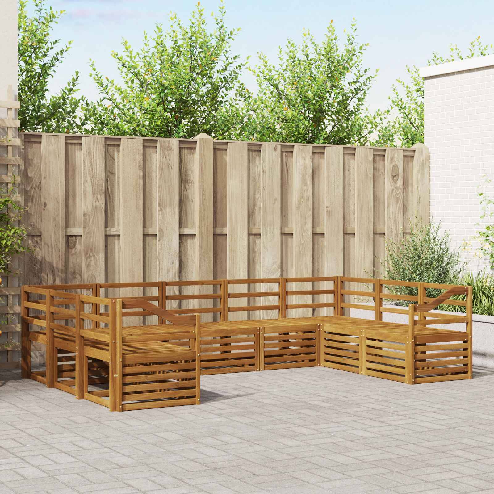 vidaXL Soffgrupper 9 pcs Naturfärg Massivt Akaciaträ