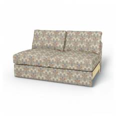 IKEA - Vimle 2 seater bed sofa without armrests, Sippor Blue/Orange, BEMZ x BORÅSTAPETER COLLECTION - Bemz