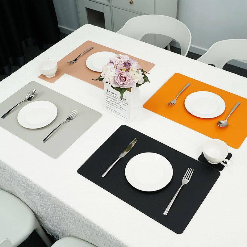 Nordic style imitation leather placemat waterproof and oil-proof placemat thermal insulation table mat hotel household western food mat