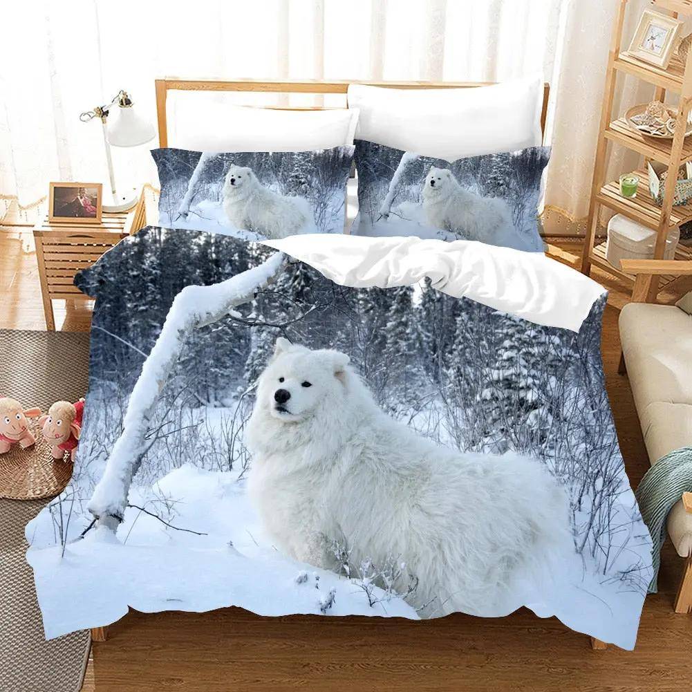 Påslakan Samoyède i snön, 200 x 200 cm