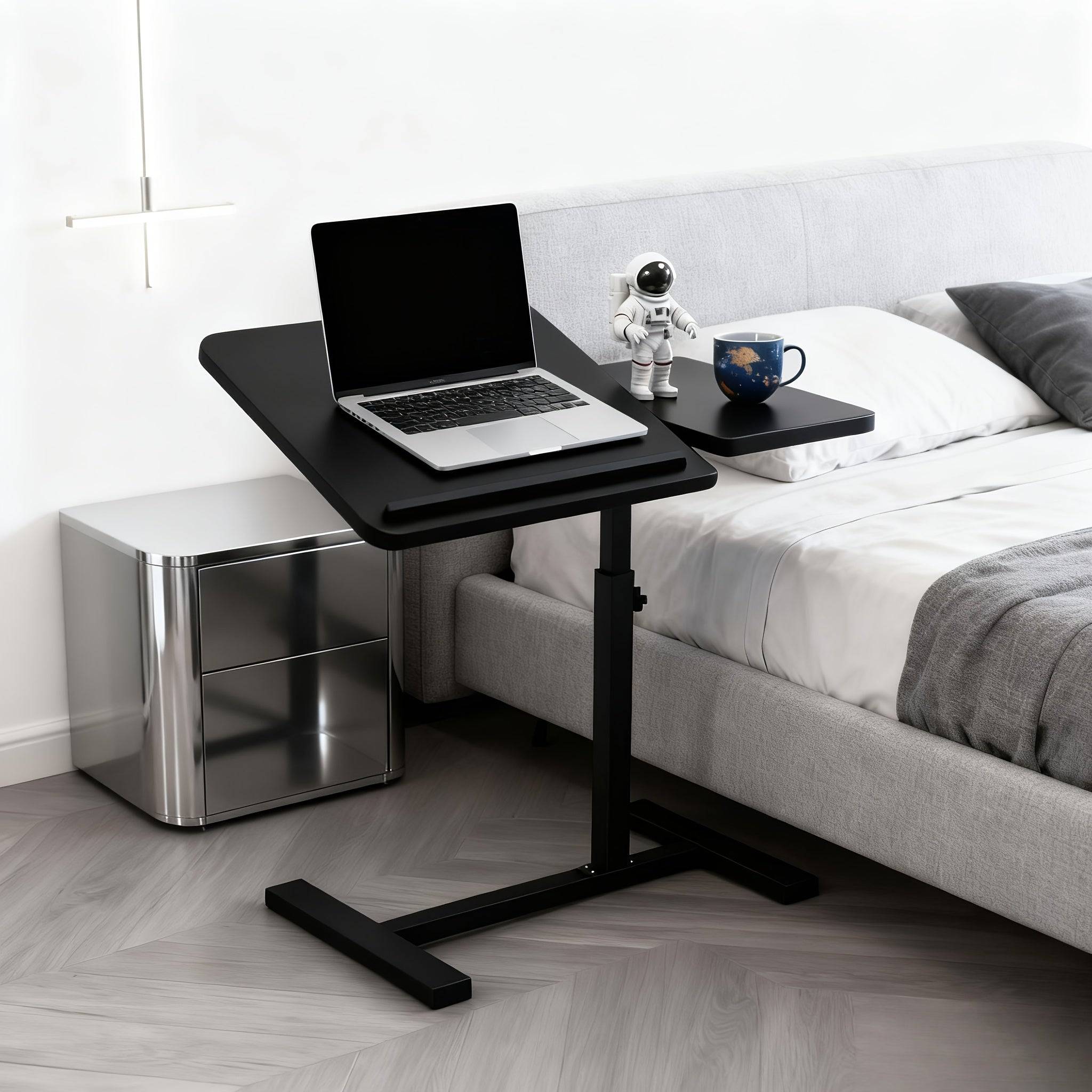 Adjustable Height Office Computer Desk, Mobile Laptop Bedside Table/folding Desk - Black