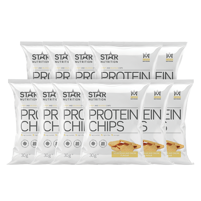 Snacks & slik Star Nutrition 10 x Protein Chips, 30g, Onion - Bodyman.dk.
