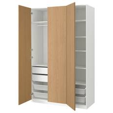 PAX / STORKLINTA garderobskombination, vit/ekmönstrad, 150x60x236 cm