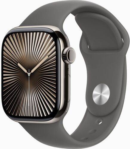 Apple Watch Series 10 Titanium 42 mm (2024) | GPS + Cellular | naturlig | Sportsrem M/L | granitgrå