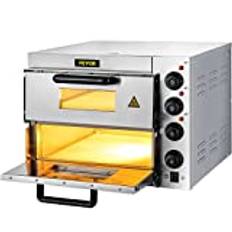 VEVOR Elektrisk Pizzaugn 3000 W Rostfri Stålugn 56x47,5x43 cm Pizzabrödrost 50-350 ℃ Liten Pizzaugn 2 Hyllor för Matlagning av Pizza, Smörgåsar, Pretzels, Bakade Maträtter, Potatis, Bröd, Tårta, Paj