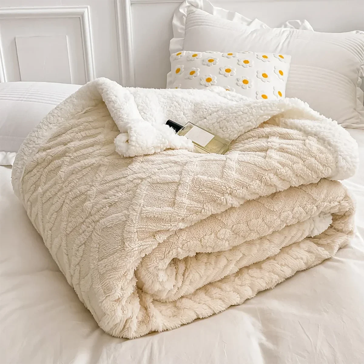 Blanket Children Adults Warm Winter Blankets And Throws Thick Wool Fleece - Beige / 150x200cm (150x200cm)