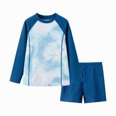 Tween Boy Rash Guard Badkläder, 2 delar UV-skyddsset för ungdomar, - blå svart ton (7Y,8Y,10Y,14Y,12Y,13Y,16Y,15Y)