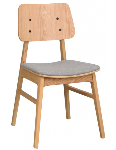 Nagano 2 x Spisebordsstole i egetræ, finér og polyester H85 cm - Eg/Lysegrå