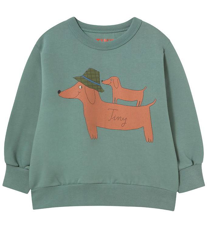 Tiny Cottons Sweatshirt - Två hundar - Teal - Tiny Cottons - 3 år (98) - Sweatshirt