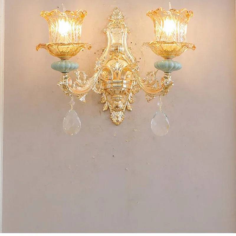 CrystalLuxe - Lyxig Kristall Vinglamp för Modernt Interiör - 2 Lampor / 110V