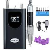 Delanie Electric Nail Drill 35,000 RPM, Rechargeable Drill for Gel Nails and Nail Polish, Manicure Set with Electric Nail File and 6 Bits, Suitable for Nail Technicians and Beginners - Black