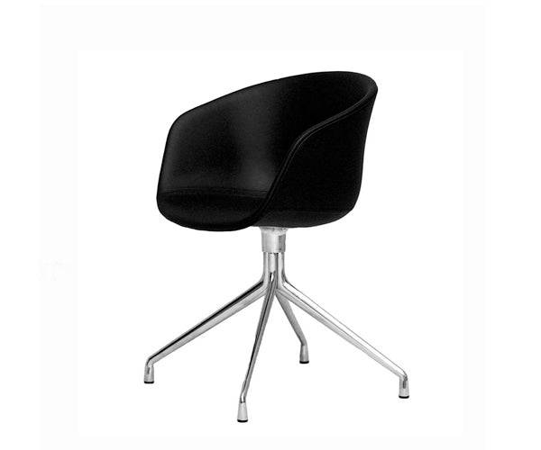 HAY About A Chair - AAC 21 - Sort Sierra Læder - Poleret Alu.