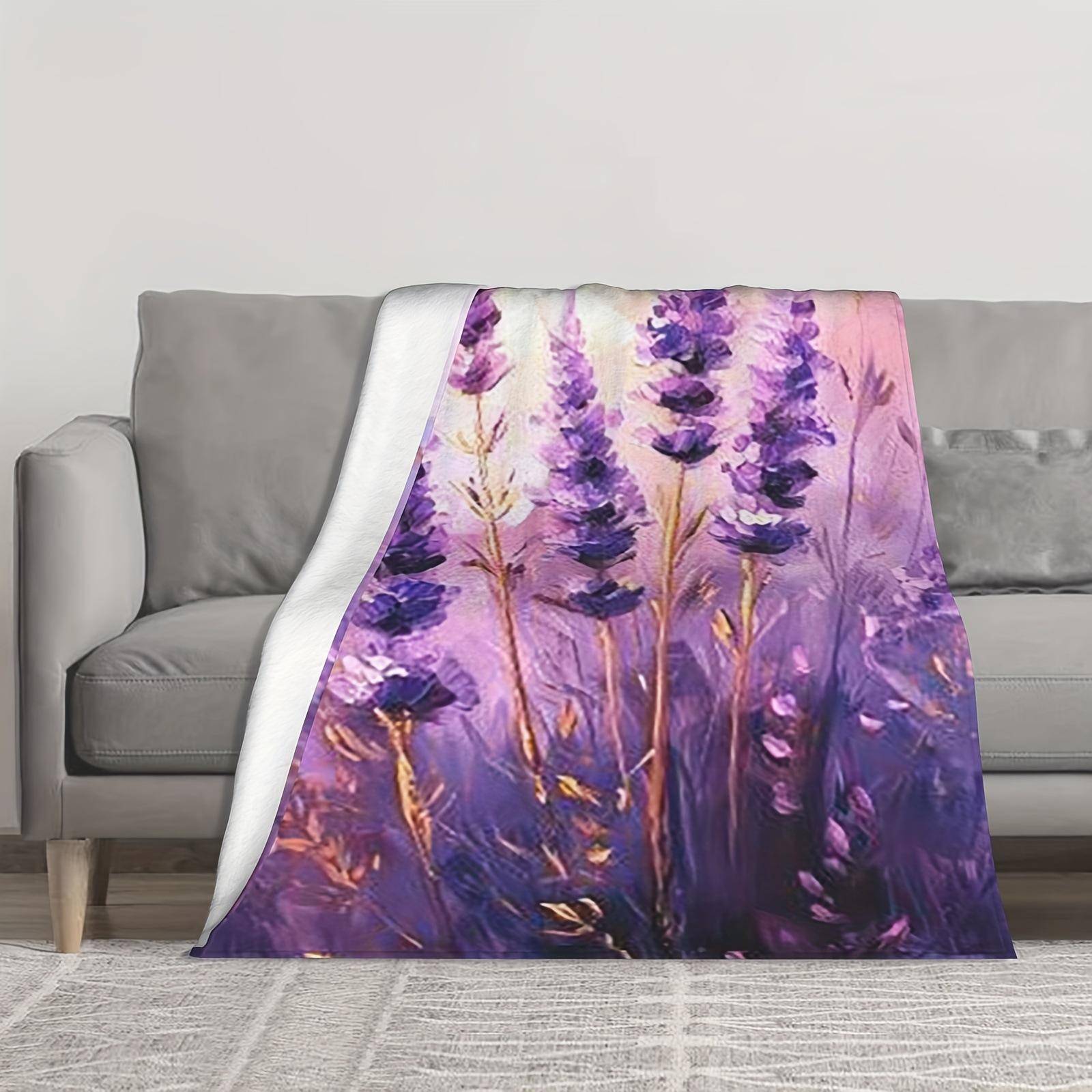 Lavendelser digitaltryckt polyester Sovrum sammet flanell överkast Filt mjuk sofföverdrag för sängar