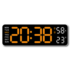 Stort digitalt vægur, ekstra stort LED-display, automatisk sommertid, dato, indendørs temperatur, 24 timers elektronisk ur med stik