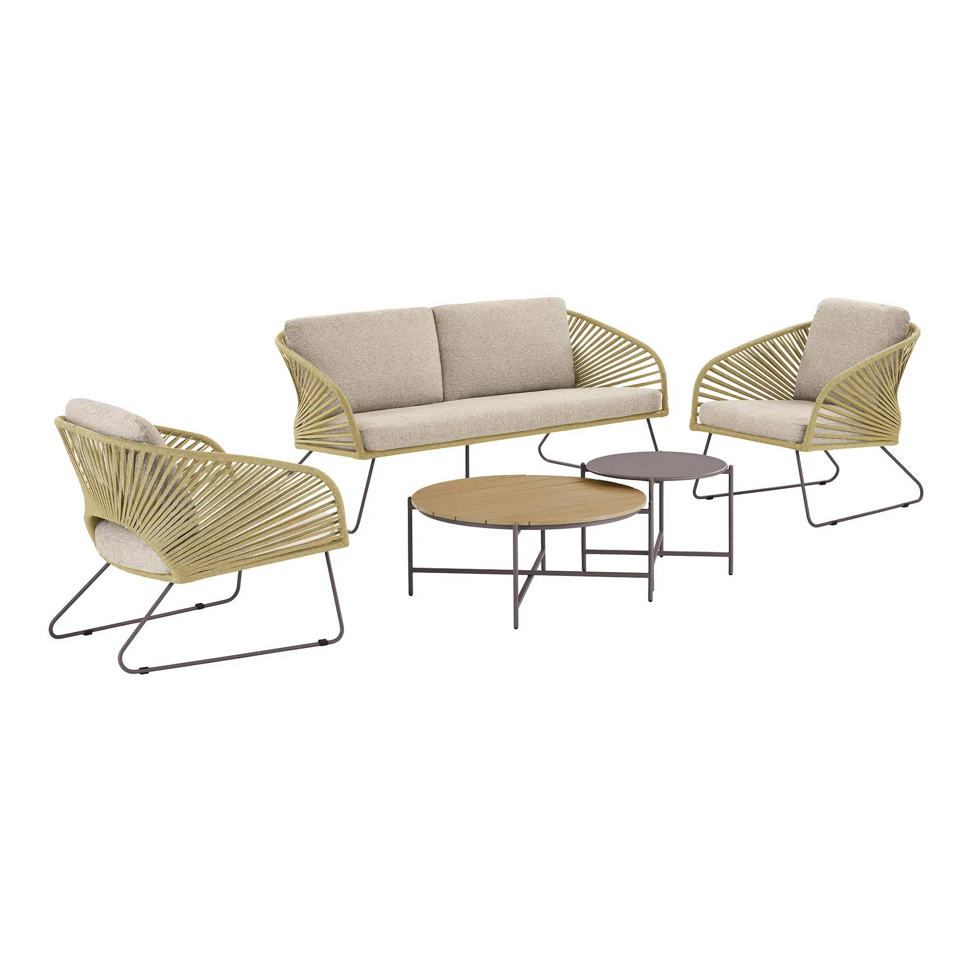 House Nordic - Novella Loungesæt, stål, beige, sand, inkl. hynder