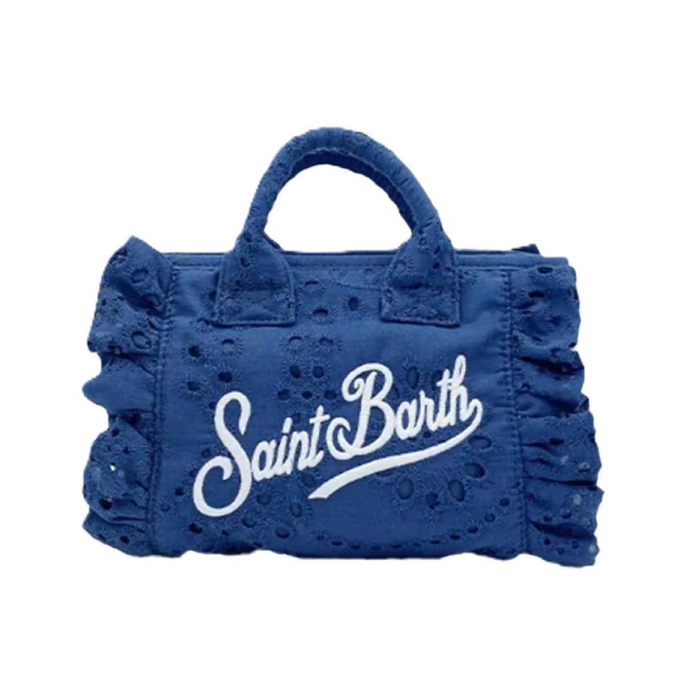 MC2 Saint Barth Vanity Mini Volant Lille Taske Med Skulderrem - Tasker - Dame - Blå - ONE SIZE - Uld