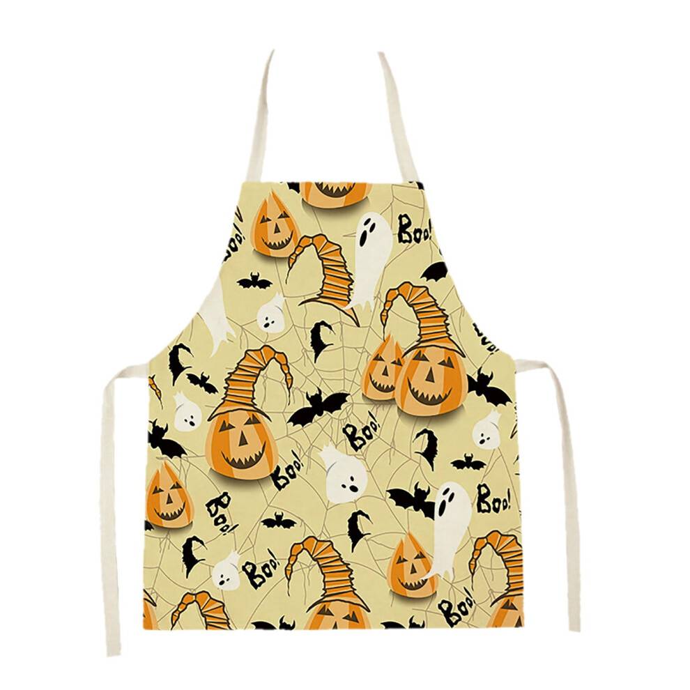 Halloween-forklæde (47x38cm, børnestørrelse 2) – sjovt cosplay-design, sort ærmeforklæde til kvinder og mænd, kompatibelt med