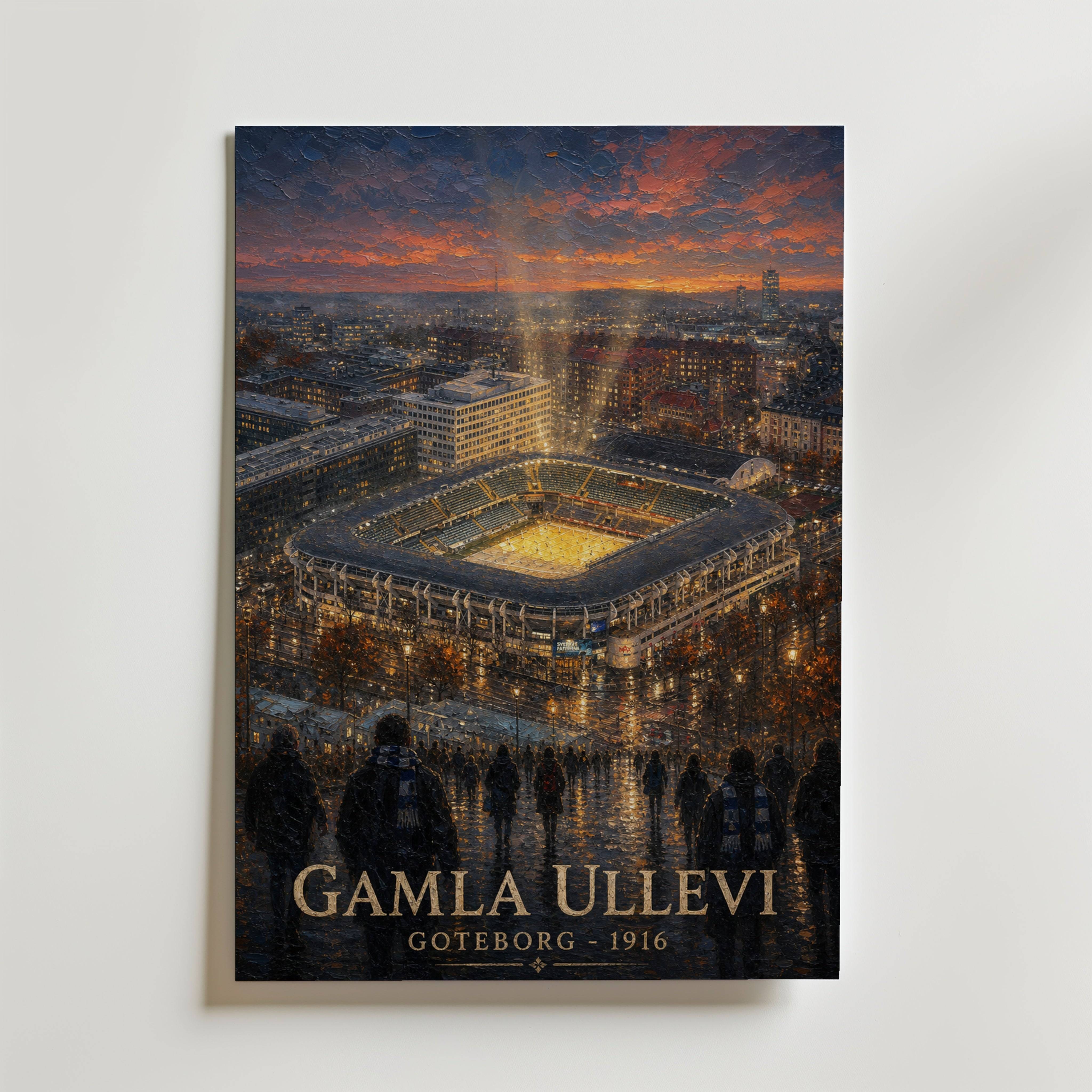 Matchkv�ll vid Gamla Ullevi Poster - Premium Canvas 50x70 cm