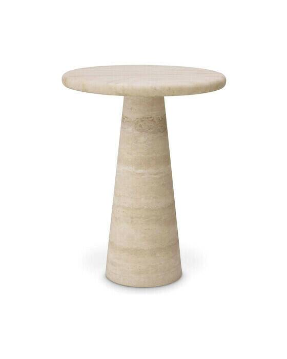 Eichholtz Adriana sidobord travertin - Beige (Ø: 45 x H: 58 cm)