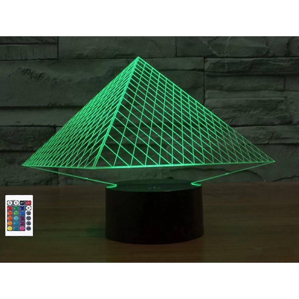 3D Pyramid Fjärrkontroll 16 Färg Nattlampor Illusion Akryl LED Bords Nattlampa Barn