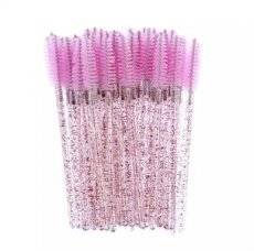 Mascaraborste Glitter "Ljusrosa" 50st