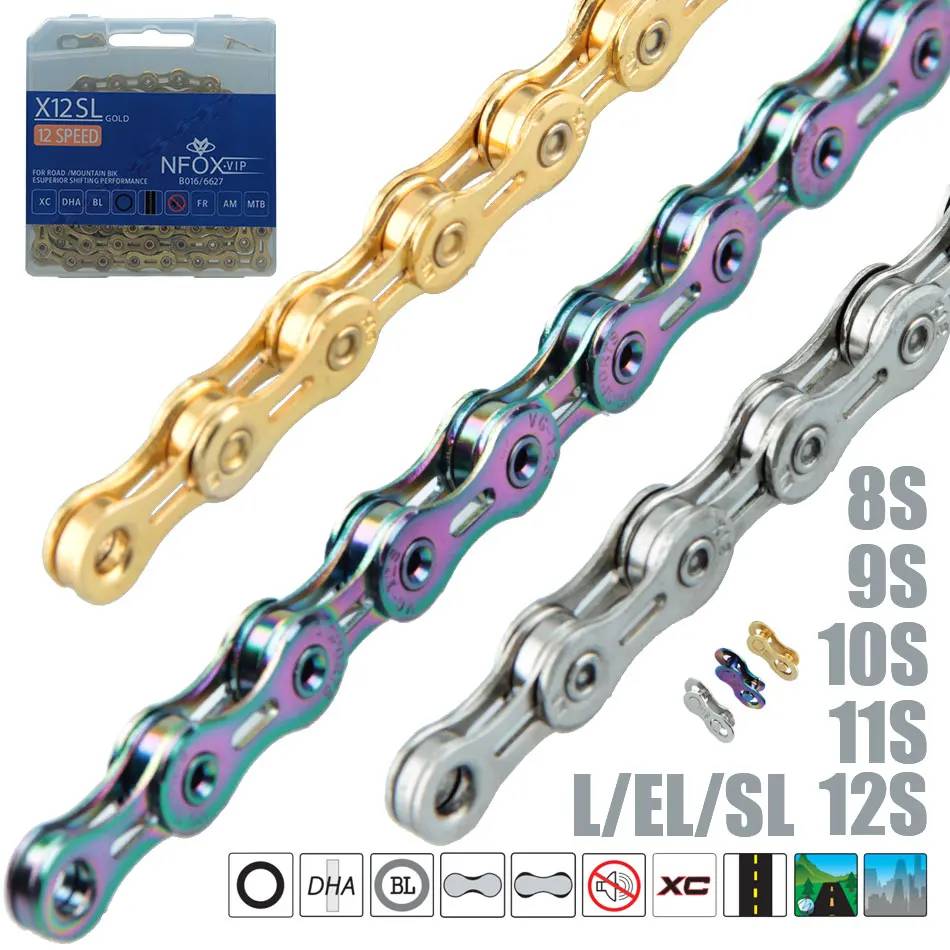 GOLDIX NFOX X8 X9 X10 X11 X12Speed Silver Anti rust Lightweight Mountain Road Bicycle Chain
