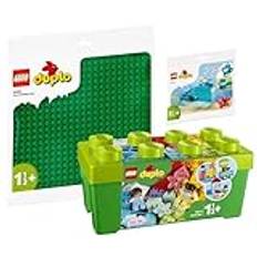 Lego DUPLO 3-delat set: 10913 stenbox, 10980 byggplatta i grönt och 30648 val