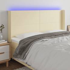 Sänggavel LED gräddvit 183x16x118/128 cm konstläder