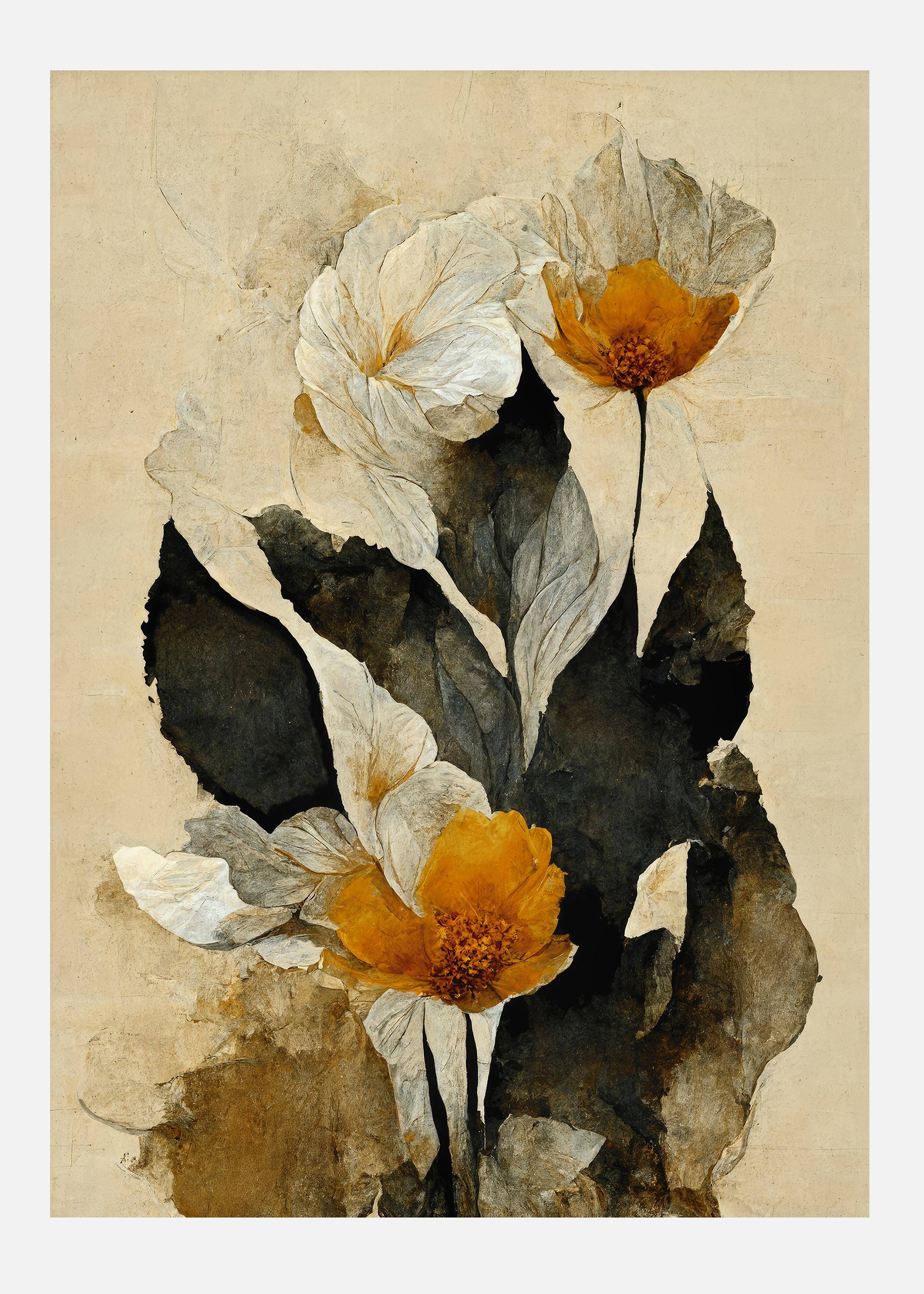 Yellow Paper Flowers Canvastavla (100x140 cm)