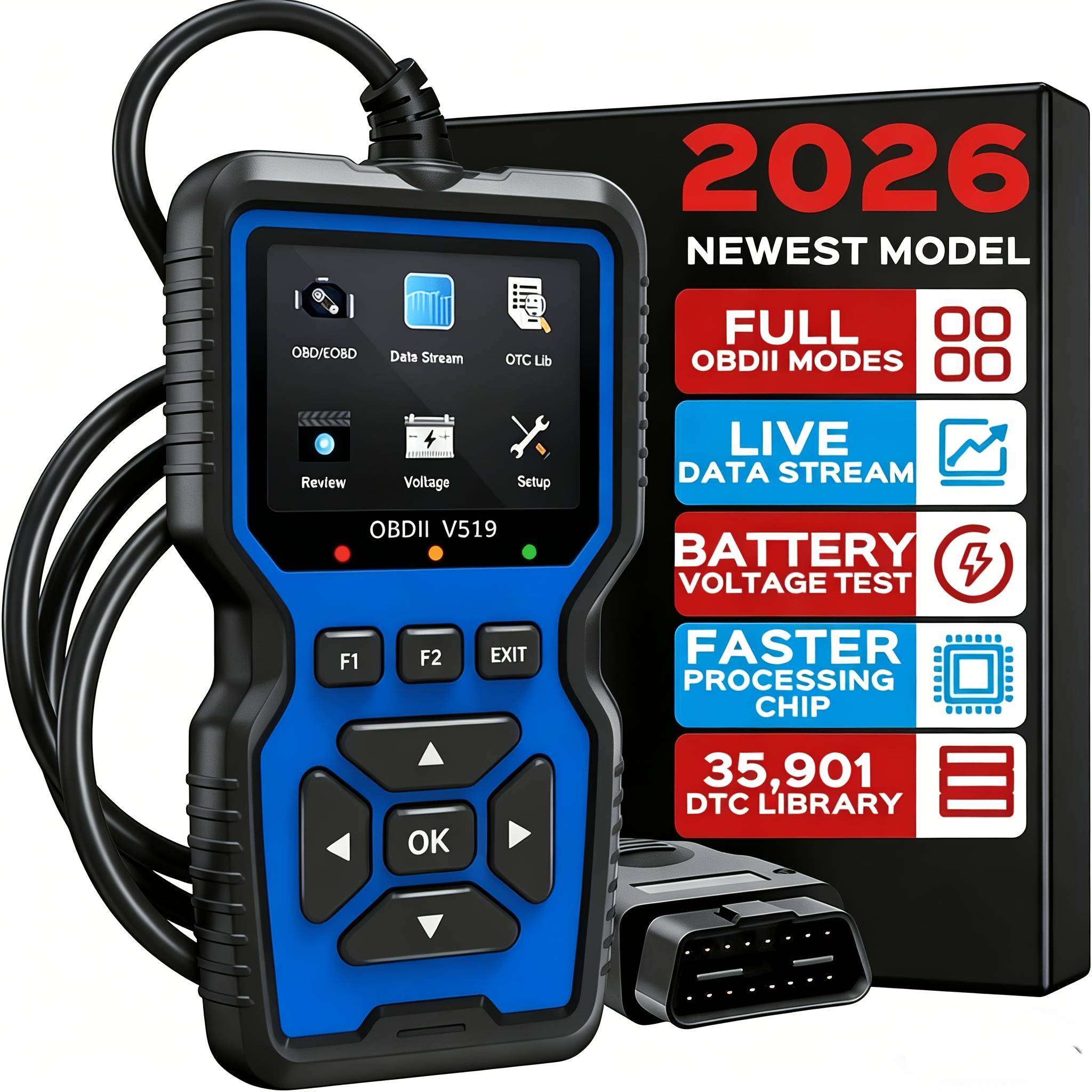 TEMU Professional Diagnostic Scanner Tool, Usb Powered, Engine Fault Detector, Code Reader, Battery Tester, I/m Ready, 10 Language Support, Suitable For All Obd Ii Vehicles , No Battery Required