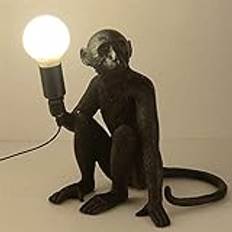 Kreativ Apa Bordslampa, Konst Djur Harts Bordsljus, Bordslampor För Barnens Vardagsrum Korridor Restaurang Butik Sovrum Kontor Café Bar Säng Dekoration (Color : Black)
