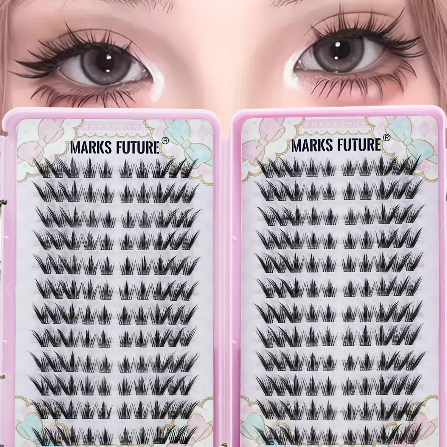 240 Pieces of False Eyelashes, Large Volume, C Curl, Individual Fox Style, Cat Eye, Cosplay Style, Natural and Thick, Single Section, Pure Natural Look, for Home Use, Suitable for Beginners