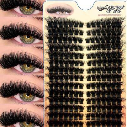 196 st 3D ClusterLashes DIY ögonfransförlängning D Curl långa individuella fransar blandade fack konstgjorda minkfransar klusterförlängningar fransklu