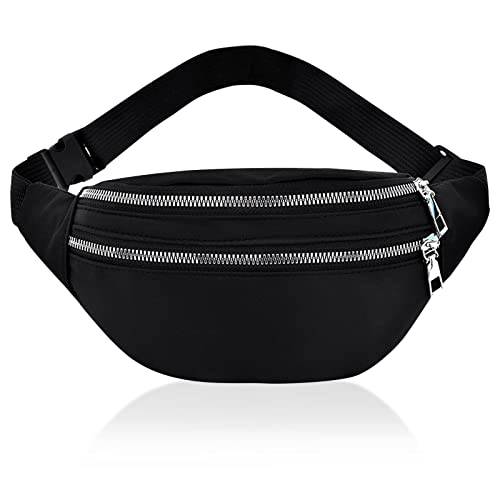 AYNKH Mode midjeväska vattentät midjeväska bältesväska stötväska för resor fest sport löpning vandring daglig användning, Ren svart, One Size, Ren svart