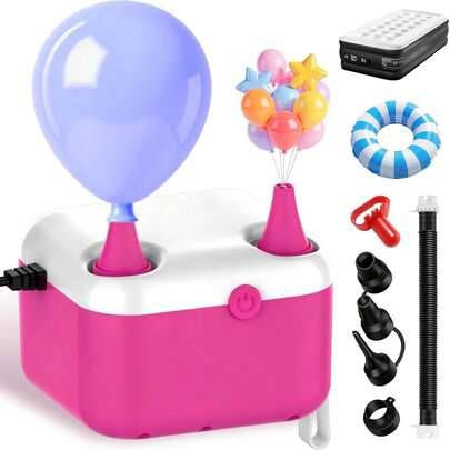 3-i-1 elektrisk ballongpump, elektrisk luftpump, snabb uppblåsnings-/tömningspump lämplig för festdekorationer, ballonger, simbassänger, flytbäddar, l - Röd (En-Storlek)
