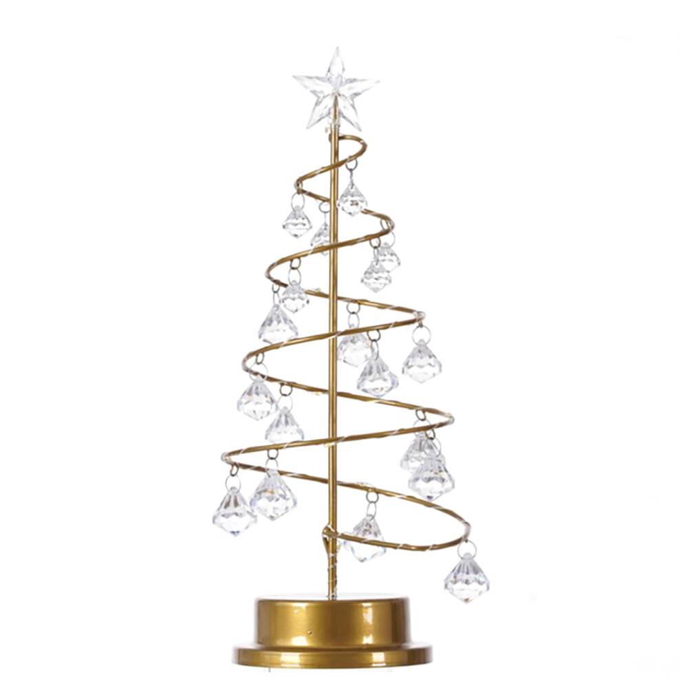 Krystaljuletræ med glitrende stjerne, metaljuletræ med lys, forbelyst spiraldesign til indendørs udendørs juledekoration, varmt lys